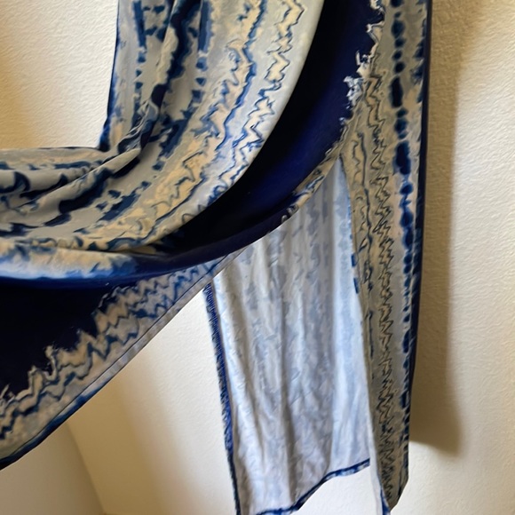 Blue Marbled Long Maxi Dress Size M - Picture 2 of 7